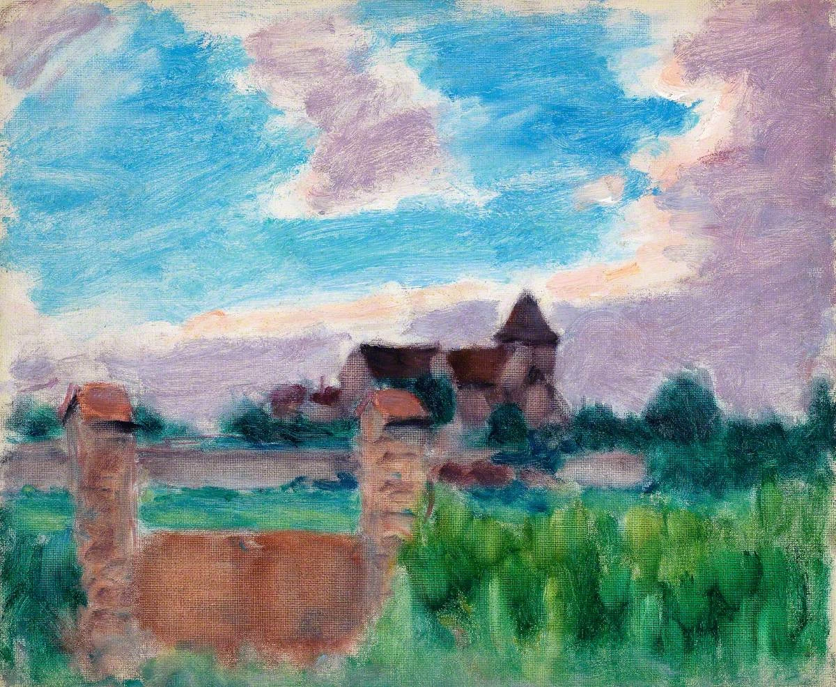 Paesaggio francese con una chiesa